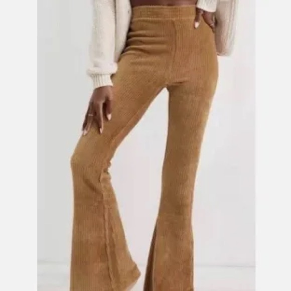 aerie Pants - Aerie Tan Corduroy Flare Pants